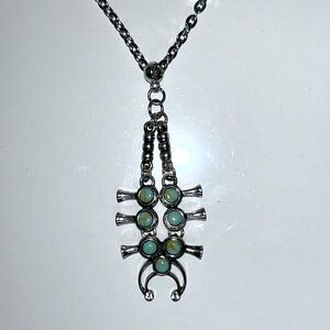 Handmade Dyed Howlite Squash Blossom Hypoallergenic Stainless Steel Necklace